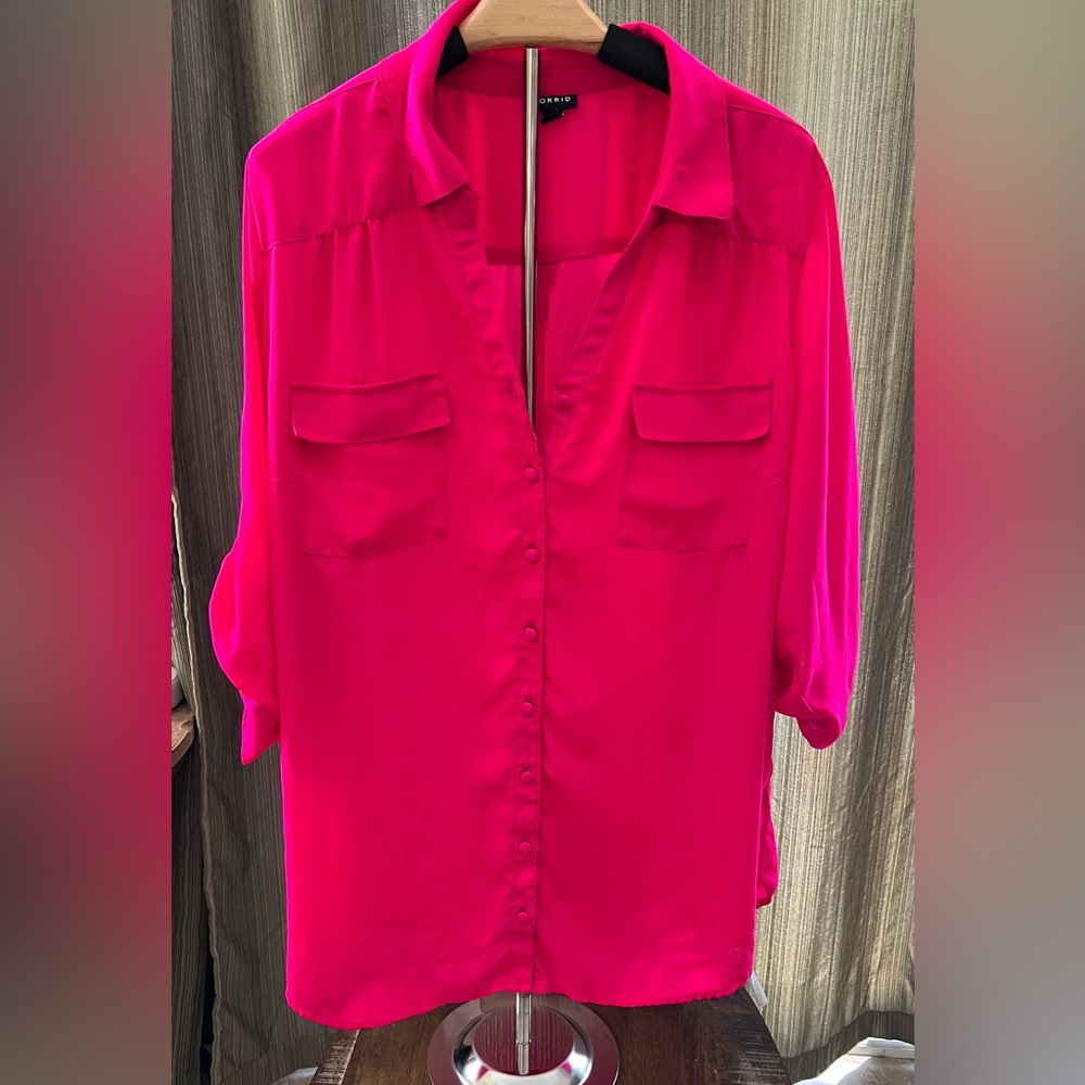 Torrid Fuchsia Button-Down Shirt